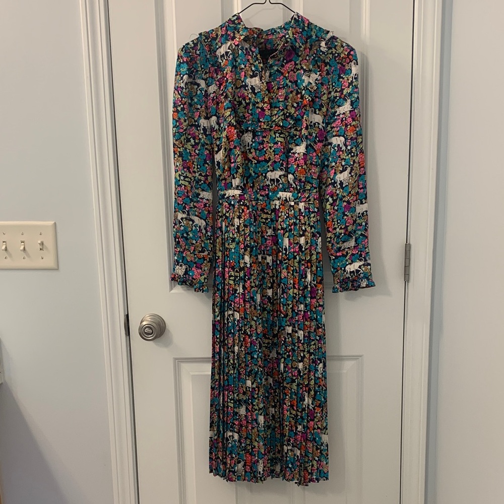 J. Crew Multicolor Floral Long Sleeve Dress